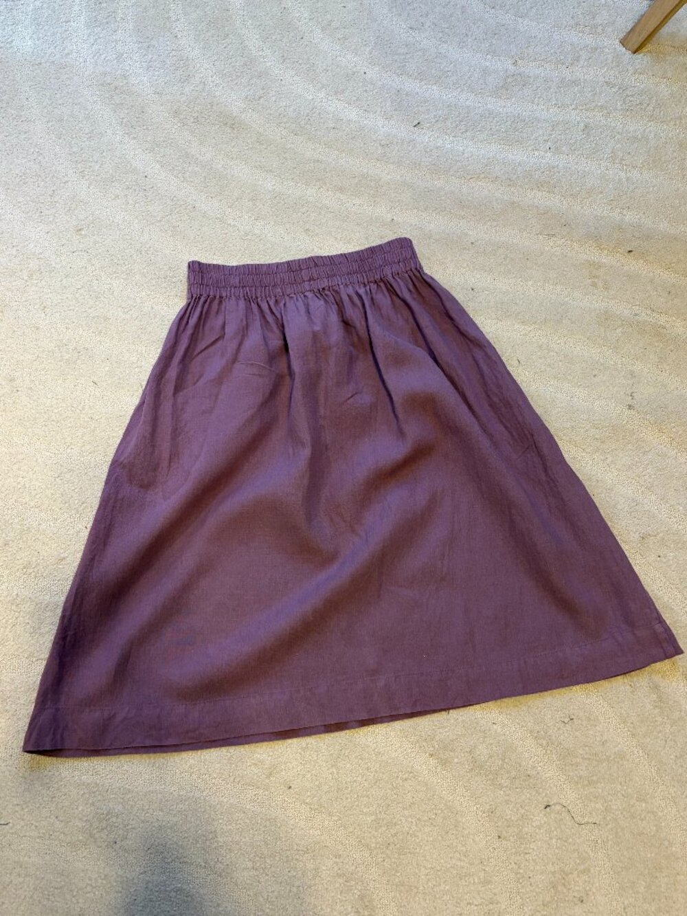 notPERFECTLINEN SION gathered linen skirt in Dusty Lavender M/L 28 inch long